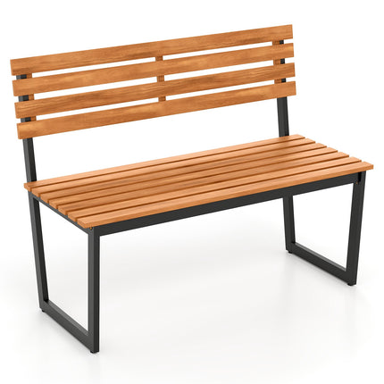 2-Sitzer Gartenbank aus Akazienholz mit Metallrahmen