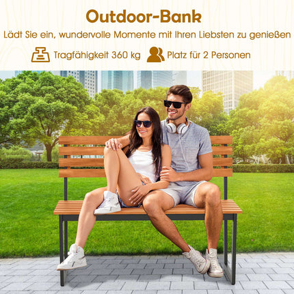 2-Sitzer Gartenbank aus Akazienholz mit Metallrahmen