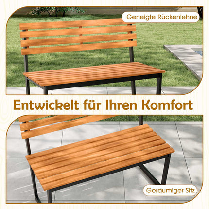 2-Sitzer Gartenbank aus Akazienholz mit Metallrahmen