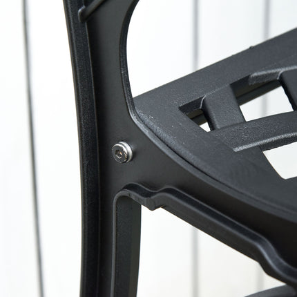 2-Seater Black Aluminum Garden Bench with Armrests