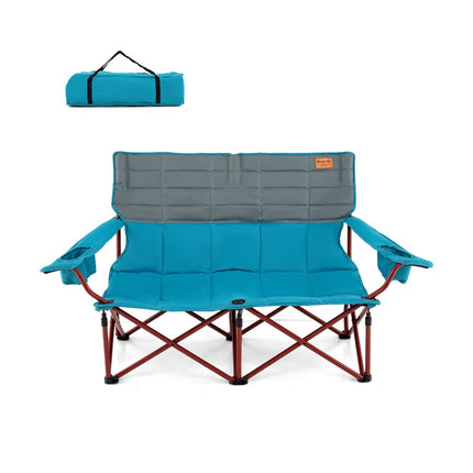 2-Sitzer-Campingstuhl – Verstellbare Armlehnen, Getränkehalter, Tasche