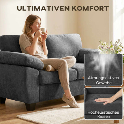 2-Sitzer Chenille-Sofa, 156 cm, Dunkelgrau, 300 kg Tragfähigkeit