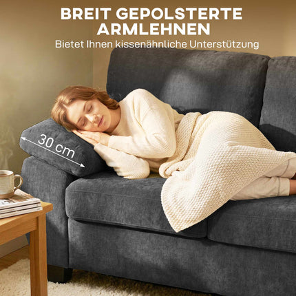 2-Sitzer Chenille-Sofa, 156 cm, Dunkelgrau, 300 kg Tragfähigkeit