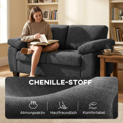 2-Sitzer Chenille-Sofa, 156 cm, Dunkelgrau, 300 kg Tragfähigkeit