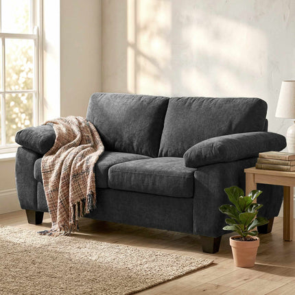 2-Sitzer Chenille-Sofa, 156 cm, Dunkelgrau, 300 kg Tragfähigkeit