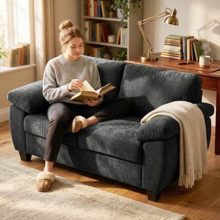 2-Sitzer Chenille-Sofa, 156 cm, Dunkelgrau, 300 kg Tragfähigkeit