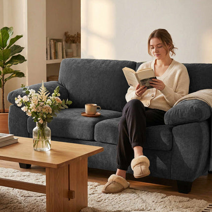 2-Sitzer Chenille-Sofa, 156 cm, Dunkelgrau, 300 kg Tragfähigkeit