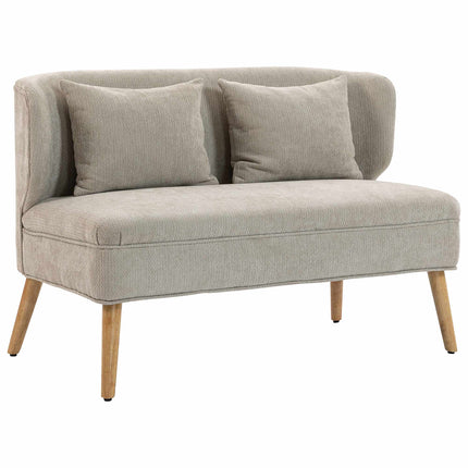 2-Seater Chenille Sofa, Wingback, Rubberwood Legs, Beige