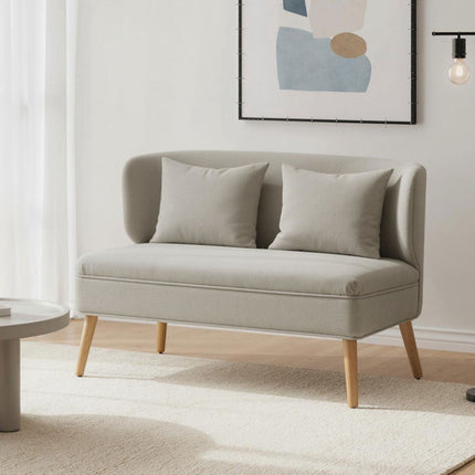 2-Seater Chenille Sofa, Wingback, Rubberwood Legs, Beige