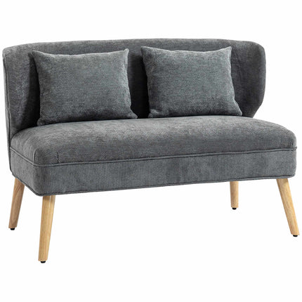 2-Sitzer Chenille-Sofa, Ohrensessel, Kautschukholzbeine, Grau