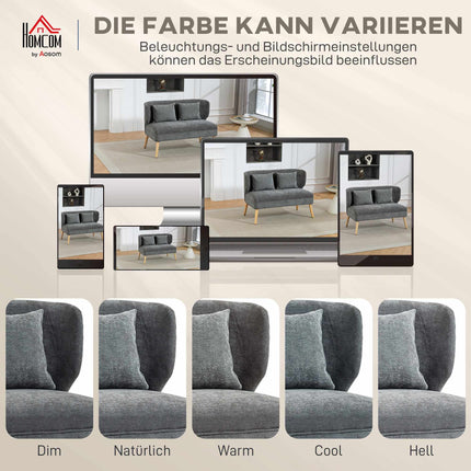 2-Sitzer Chenille-Sofa, Ohrensessel, Kautschukholzbeine, Grau