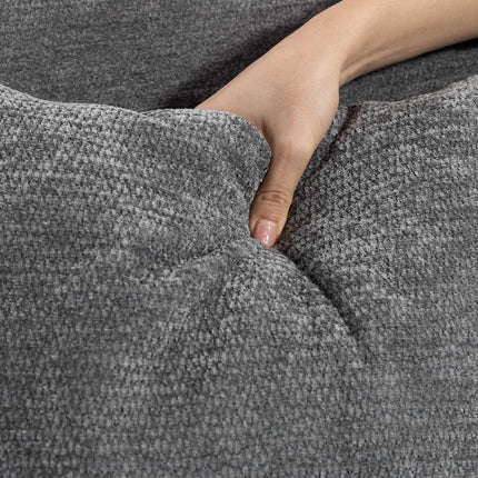 2-Sitzer Chenille-Sofa, Ohrensessel, Kautschukholzbeine, Grau