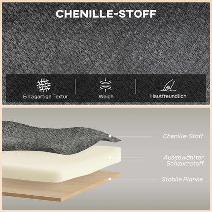 2-Sitzer Chenille-Sofa, Ohrensessel, Kautschukholzbeine, Grau