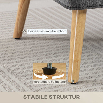 2-Sitzer Chenille-Sofa, Ohrensessel, Kautschukholzbeine, Grau