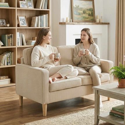 2-Sitzer Kordsofa mit Stauraum, Beige, 117 x 63 cm