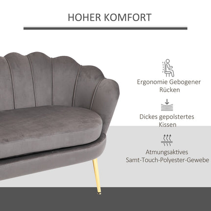 2-seater fabric sofa with soft velvet cushions
