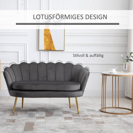 2-seater fabric sofa with soft velvet cushions