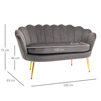 2-seater fabric sofa with soft velvet cushions