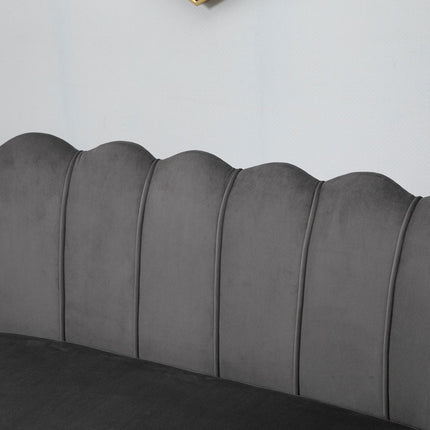 2-seater fabric sofa with soft velvet cushions
