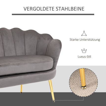 2-seater fabric sofa with soft velvet cushions