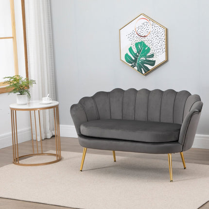 2-seater fabric sofa with soft velvet cushions