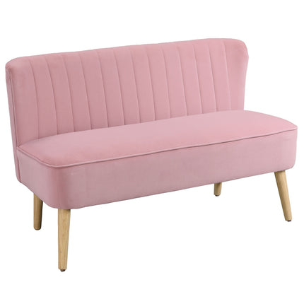 2-seater pink upholstered sofa - velvet-like fabric, 117x56.5x77 cm