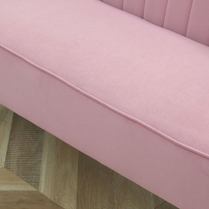 2-seater pink upholstered sofa - velvet-like fabric, 117x56.5x77 cm