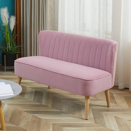 2-seater pink upholstered sofa - velvet-like fabric, 117x56.5x77 cm