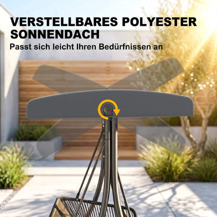 2-Sitzer Hollywoodschaukel mit verstellbarem Sonnendach, Dunkelgrau