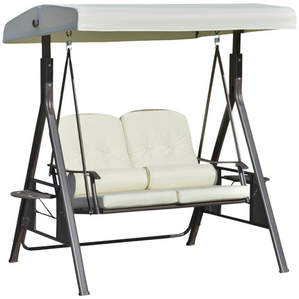 2-Sitzer Hollywoodschaukel mit Dach und Kissen, beige