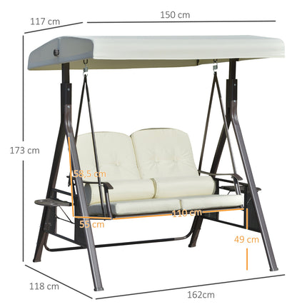2-Sitzer Hollywoodschaukel mit Dach und Kissen, beige