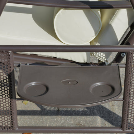 2-Sitzer Hollywoodschaukel mit Dach und Kissen, beige