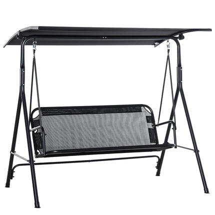 2-seat adjustable outdoor swing, UV-resistant black metal