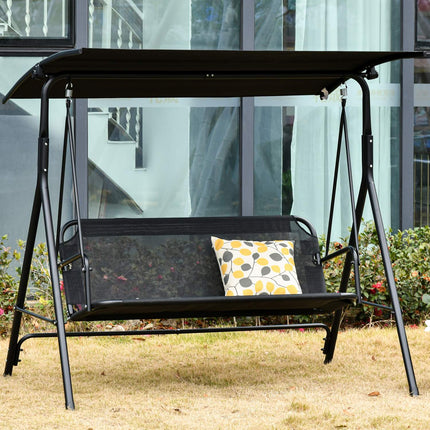 2-seat adjustable outdoor swing, UV-resistant black metal