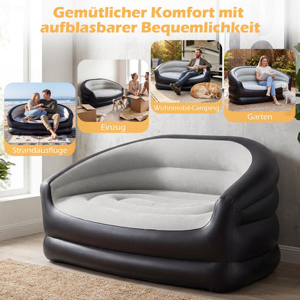 Aufblasbares 2-Sitzer Sofa mit beflockter Oberfläche & Armlehnen