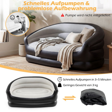 Aufblasbares 2-Sitzer Sofa mit beflockter Oberfläche & Armlehnen