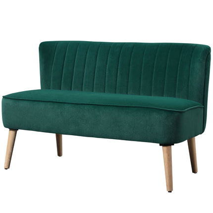 Zweisitzer-Sofa, samtartiges Polyester, dunkelgrün