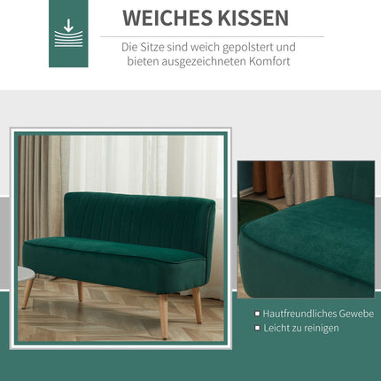 Zweisitzer-Sofa, samtartiges Polyester, dunkelgrün