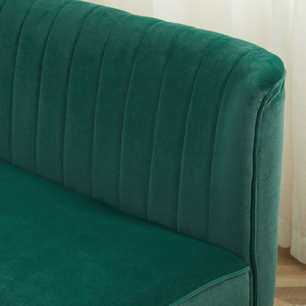 Zweisitzer-Sofa, samtartiges Polyester, dunkelgrün
