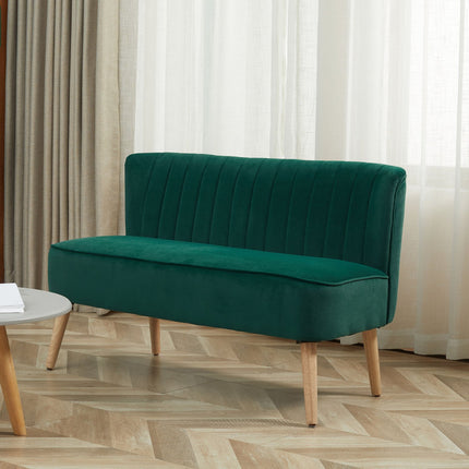 Zweisitzer-Sofa, samtartiges Polyester, dunkelgrün