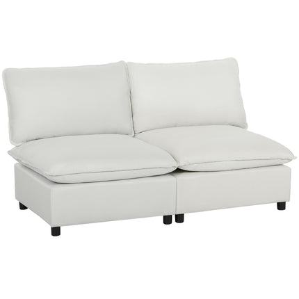 2-Seater Modular Sofa, 146 cm Faux Leather, Grey