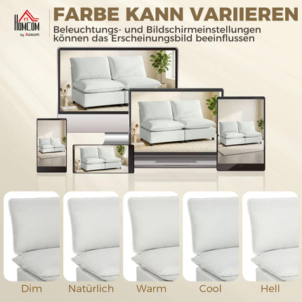 2-Seater Modular Sofa, 146 cm Faux Leather, Grey