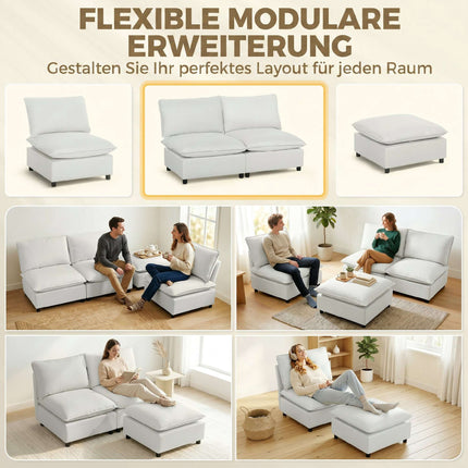 2-Seater Modular Sofa, 146 cm Faux Leather, Grey