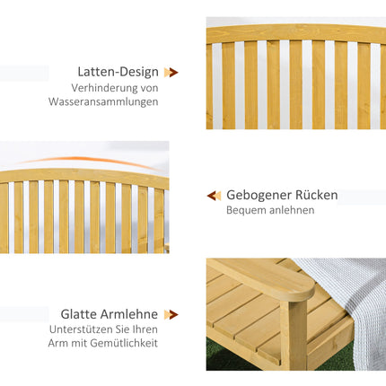 2-Sitzer Gartenbank, wetterfestes Holz, 240kg Tragkraft