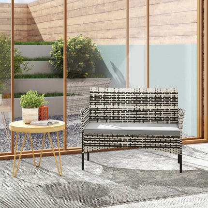 2-Sitzer Outdoor Rattan Sofa mit Kissen, Dunkelgrau