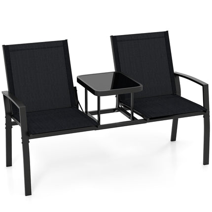 2-Seater Outdoor Sofa with Table, Breathable Fabric