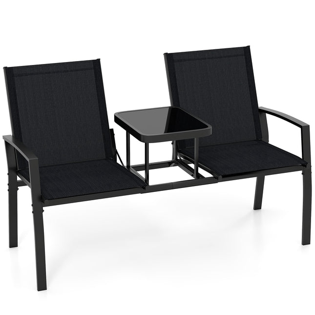 2-zits buitenbank met tafel, ademende stof