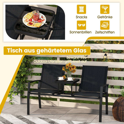 2-Seater Outdoor Sofa with Table, Breathable Fabric