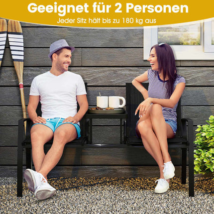 2-Seater Outdoor Sofa with Table, Breathable Fabric