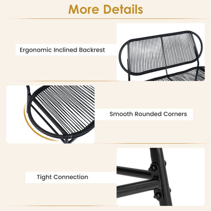 2-Seater Polyrattan Garden Bench, Ergonomic, 300kg Capacity